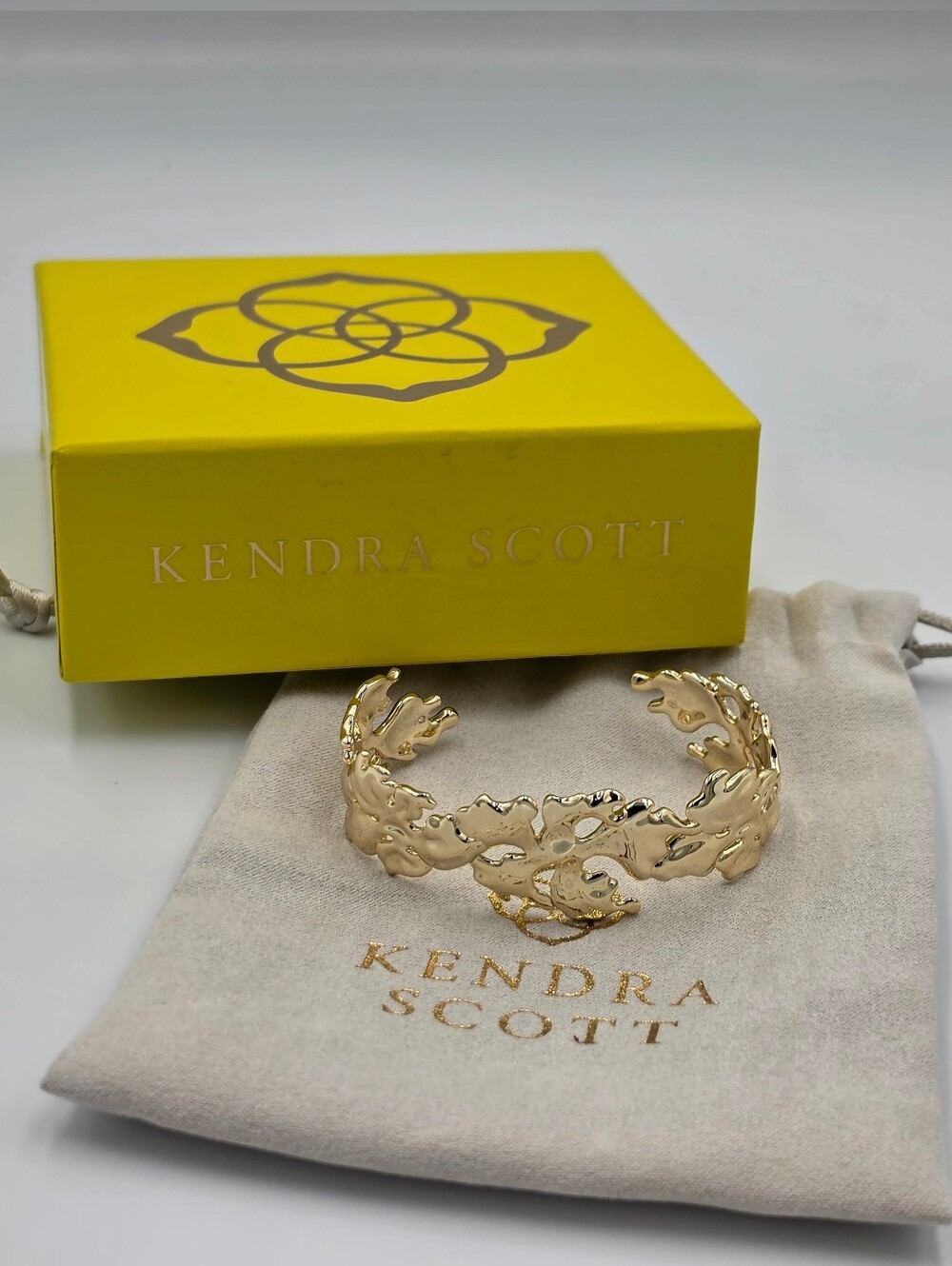 Kendra Scott Savannah Cuff Bracelet Gold Edgy Brutalist New